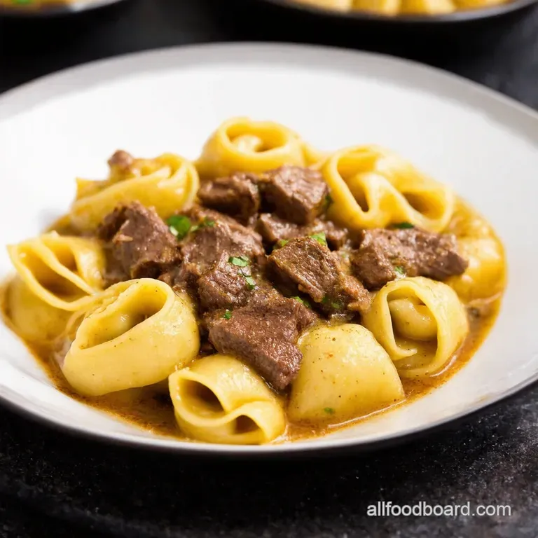 Garlic Butter Beef Spinach Tortellini