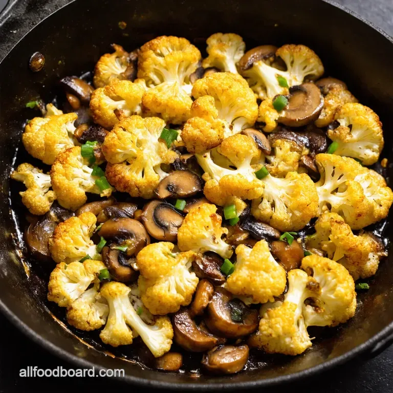Garlic Butter Cauliflower and Mushroom Skillet