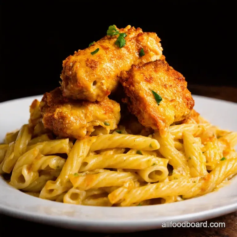 Garlic Butter Chicken Bites Meet Spicy Cajun Alfredo Twisted Pasta