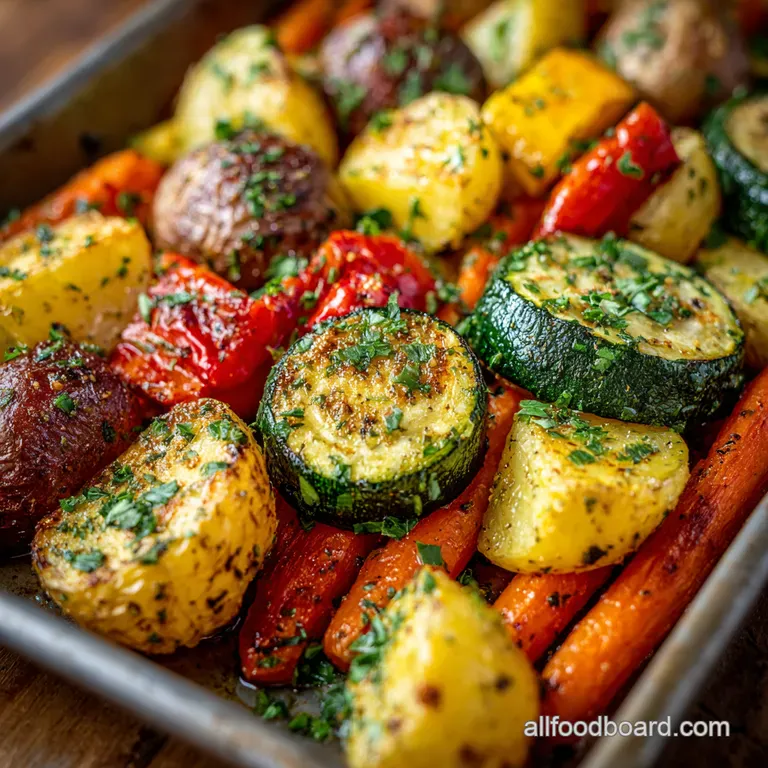 Garlic Herb Roasted Rainbow Veggies Potatoes Carrots Zucchini
