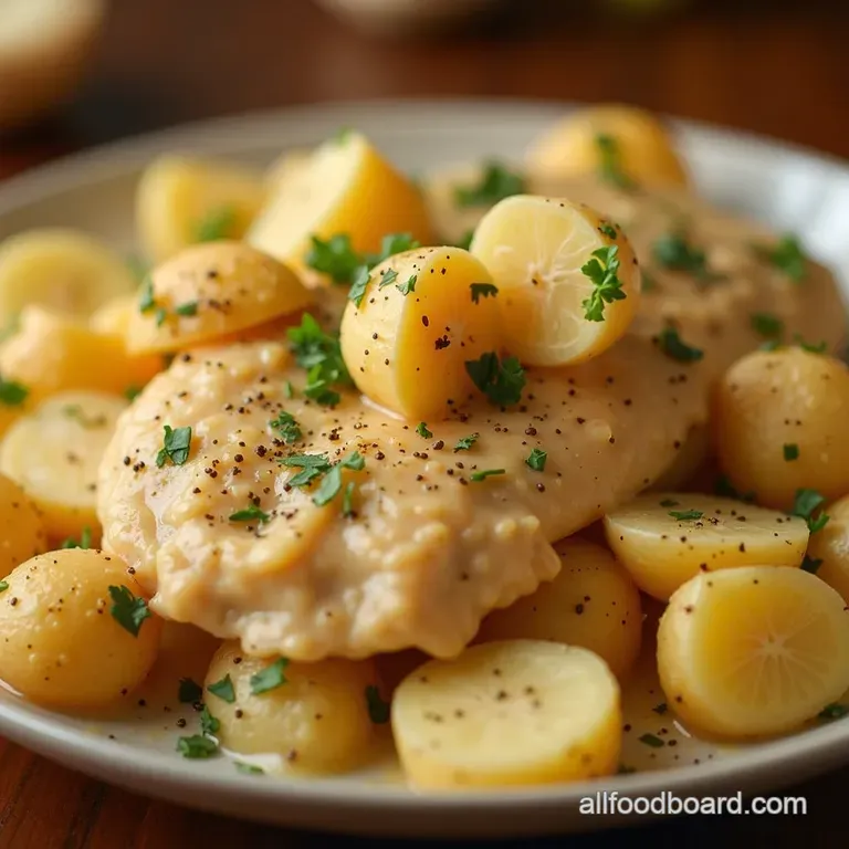 Setitandforgetit Sensation Creamy Crockpot Garlic Parmesan Chicken Potatoes presentation