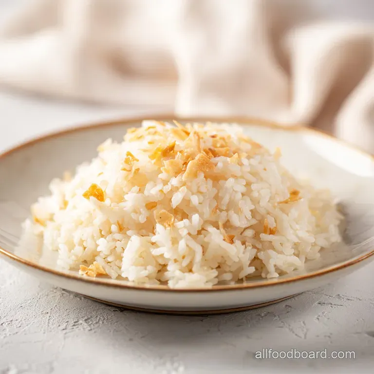 A heap of fluffy white rice topped with golden parmesan shavings and a sprinkle of green herbs on a ceramic plate.