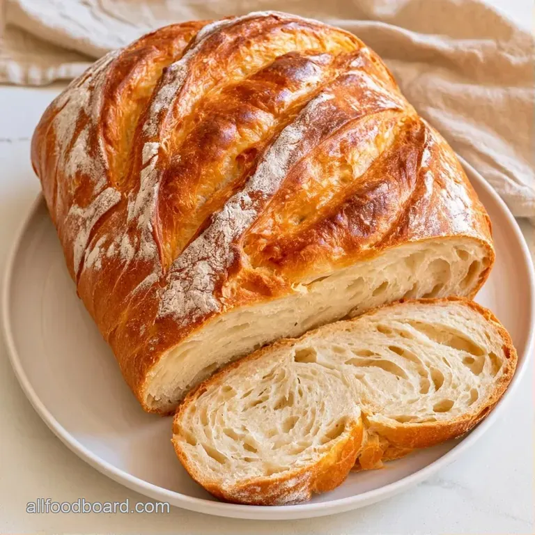 Thick slices of soft, pale yellow bread with a dark crust served on a linen cloth with melting salted butter.