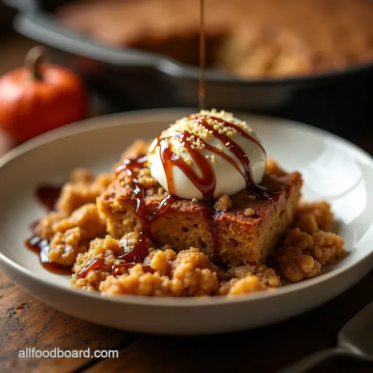 Spiced Morning Glory Deepdish Gingerbread Oatmeal with Molasses Drizzle presentation
