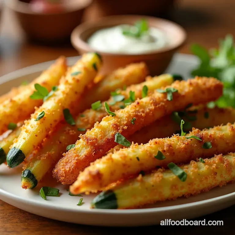 Golden Air Fryer Zucchini Fries presentation