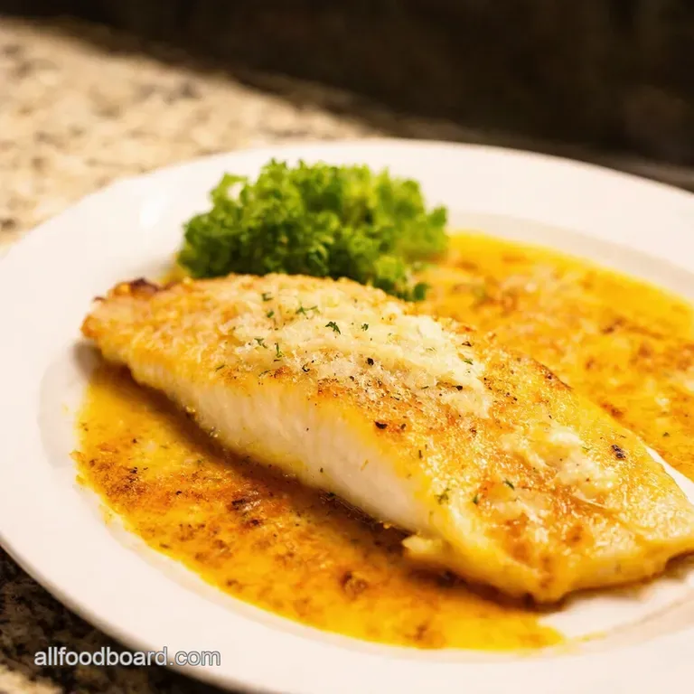 Golden Broiled Tilapia Parmesan presentation