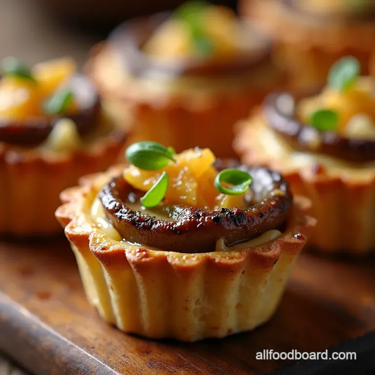 Golden Gruyere Tartlets with Caramelized Onion and Mushroom presentation