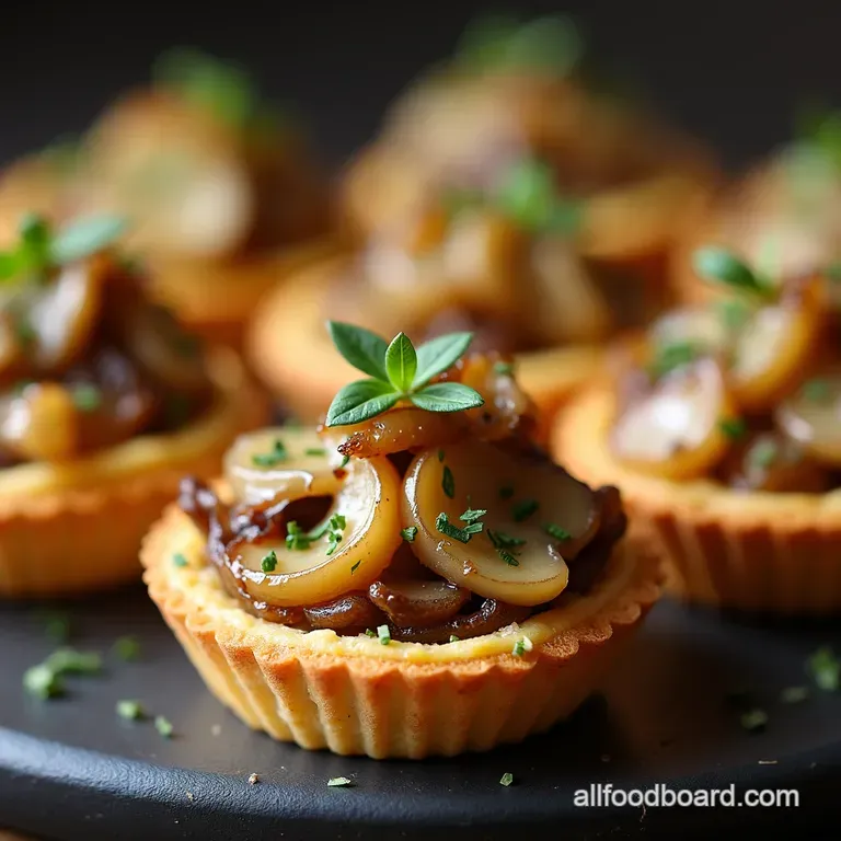 Golden Gruyere Tartlets with Caramelized Onion and Mushroom