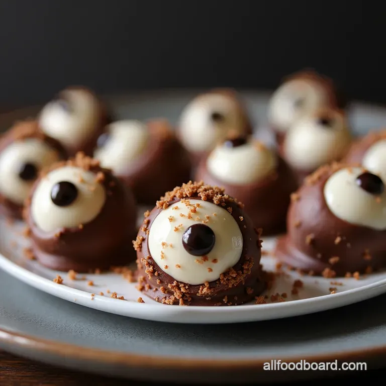 Ghoulishly Good Eyeball Cake Pops Recipe Vanilla Bean Core Ghoulishly Good Gourmet Chocolate Eyeball Cake Pops with a Vanilla Bean Core