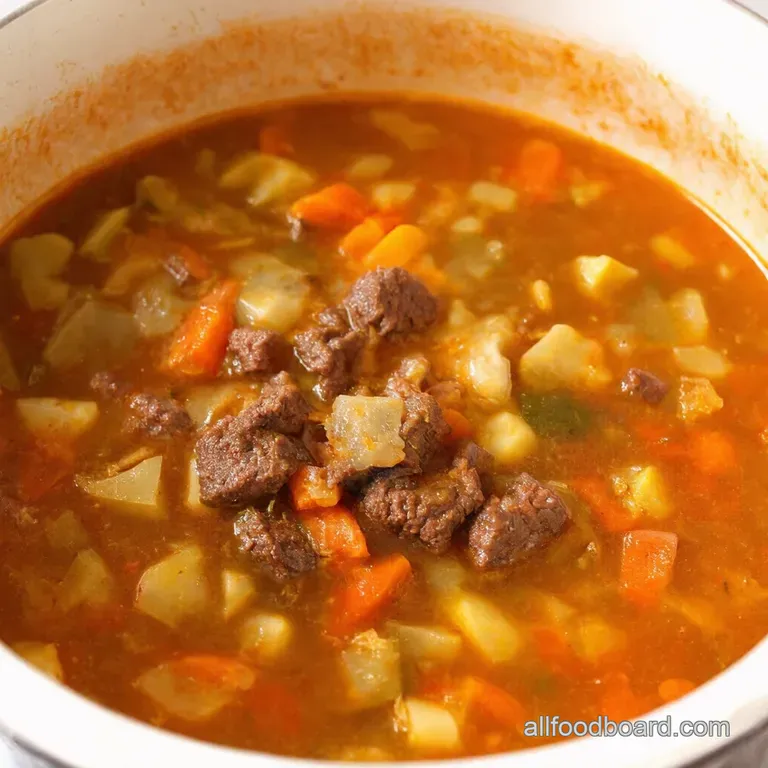 Grandmas Hearty Ground Beef Vegetable Soup presentation