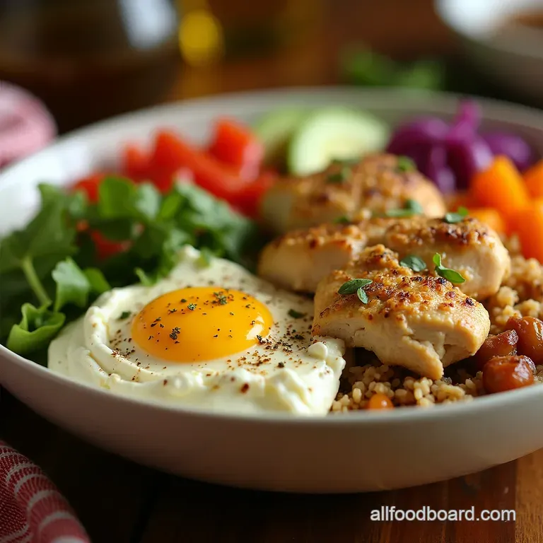 The Aegean Protein Power Bowl Zesty Greek Chicken Creamy Cottage Cheese presentation