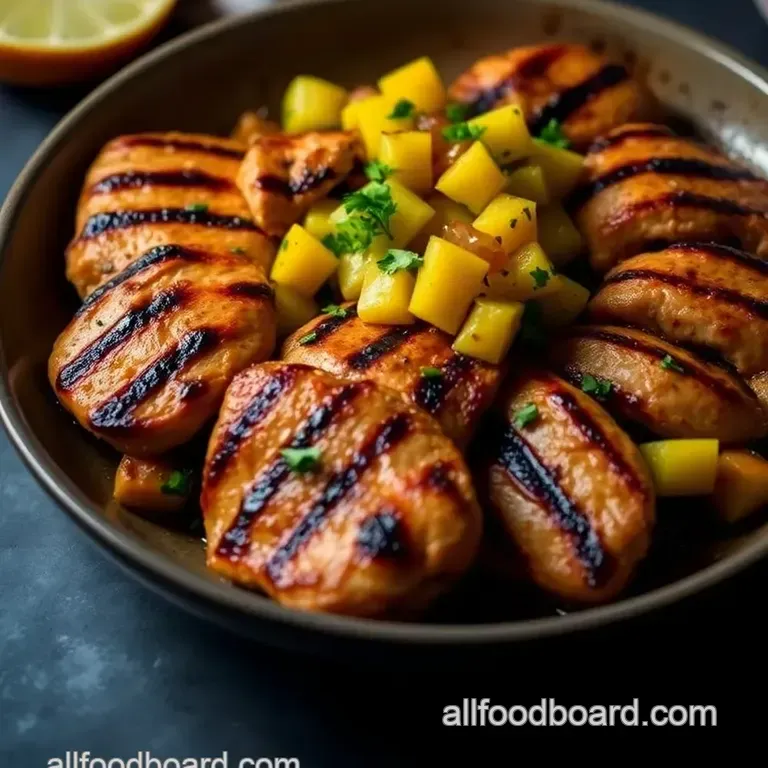 Grilled Mango Pineapple Chicken: Tropical Bliss on a Plate presentation