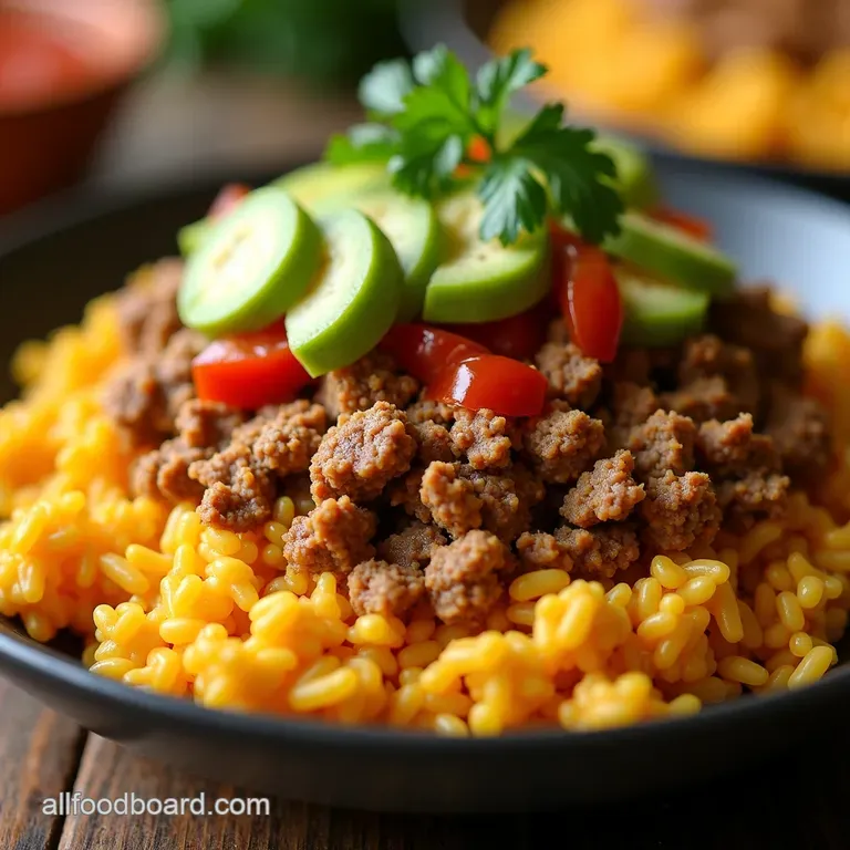 Ground Turkey Taco Bowls with Cauliflower Spanish Rice presentation