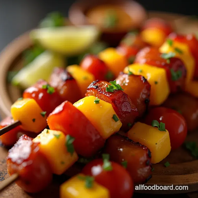 Hawaiian Luau Litl Smokies Sweet Savory Skewers presentation