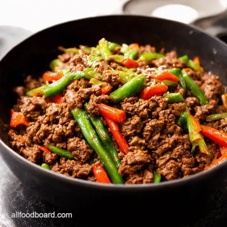 Healthy Speedy Chinese Ground Beef and Cabbage Stirfry presentation