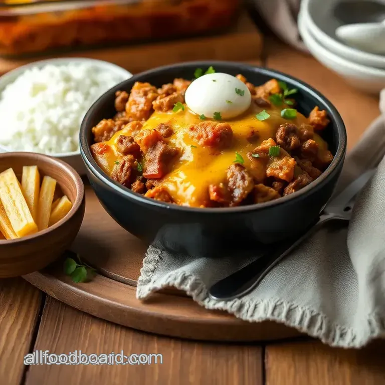 Savory Ground Beef Comfort Casserole with Cheesy Topping presentation