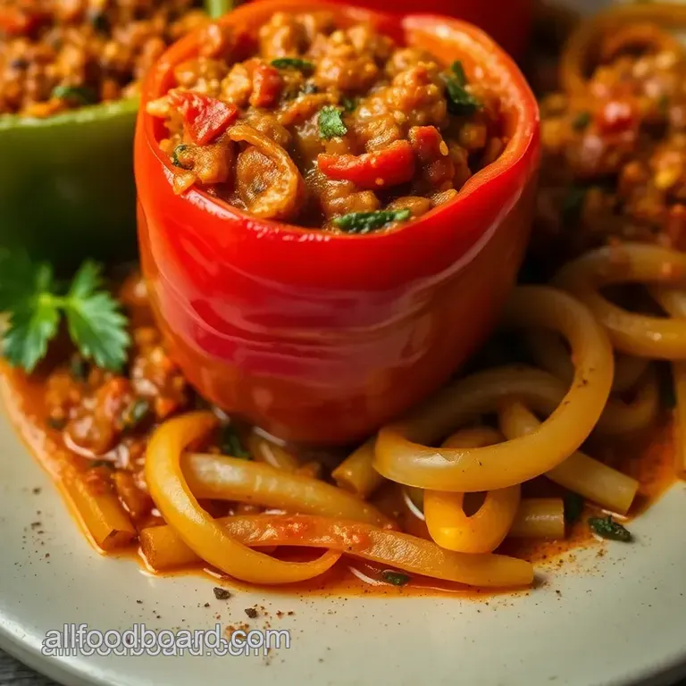 Hearty Stuffed Bell Peppers with Savory Beef and Rice presentation