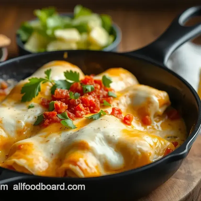 Easy & Creamy Skillet White Chicken Enchiladas
