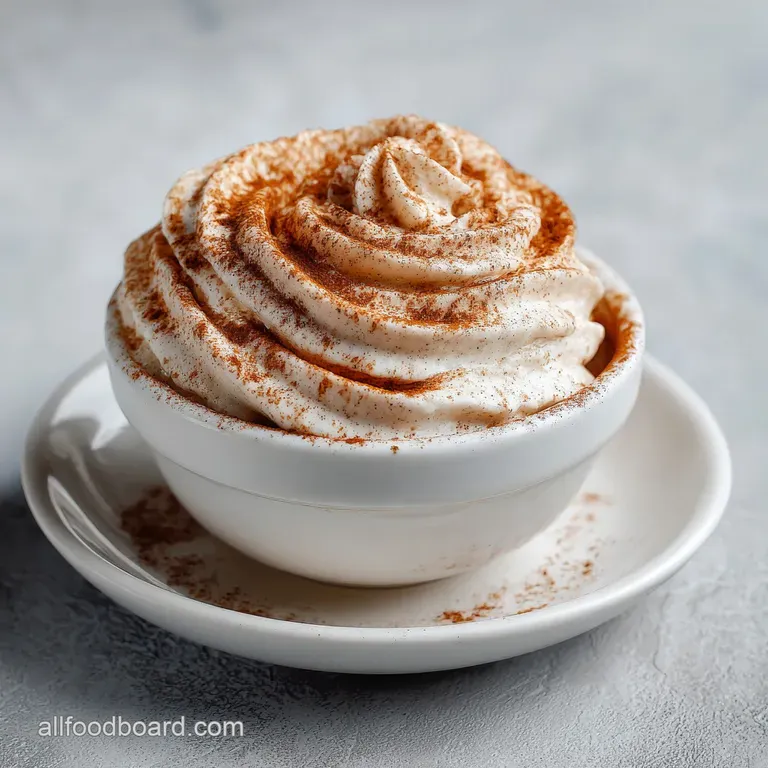 Elegant swirl of creamy spiced butter on a marble slab, garnished with a cinnamon stick and a warm bread slice.