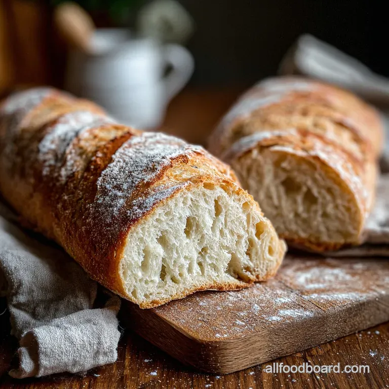 Slices of crusty bread, warm and golden, served in a woven basket. Condiment ramekins add pops of color.