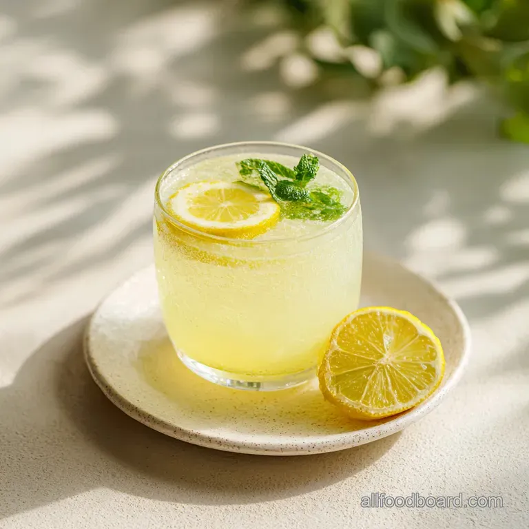 Elegant glass pitcher filled with refreshing lemonade, ice cubes, and lemon wheels. Condensation glistens on the glass.