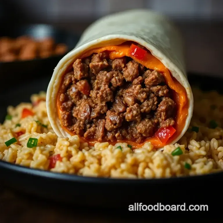 Homemade Taco Bell Beefy Melt Burrito presentation