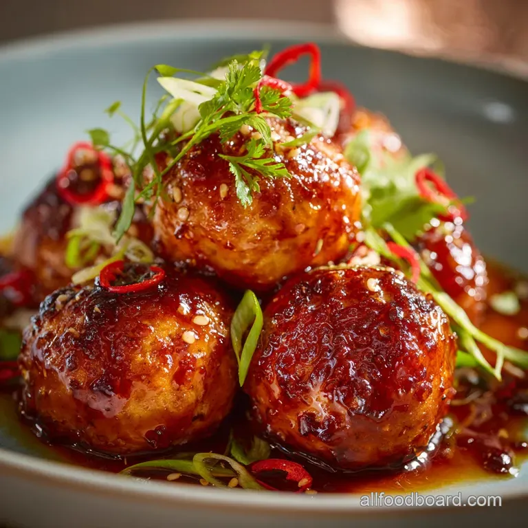 Hot Honey Chicken Meatballs: Sticky Spicy Sweet Dinner Bowls presentation