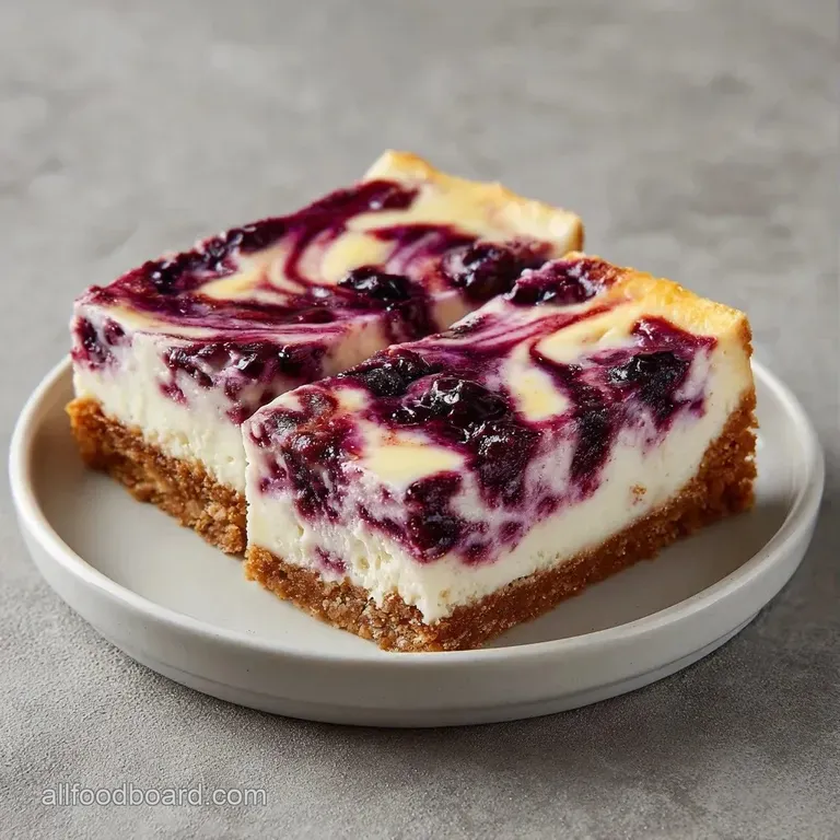 A neat slice of creamy purple-swirled cake on a white plate, garnished with a fresh berry and a sprig of green mint.