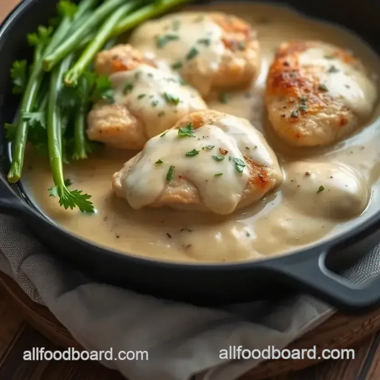 Skillet Chicken with Creamy Garlic Sauce presentation
