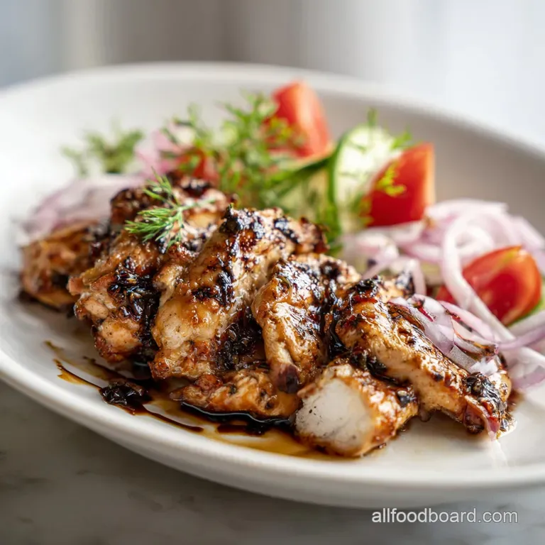 Plated chicken thigh with crispy, caramelized skin, sitting atop fluffy couscous and bright green asparagus. Visually appe...