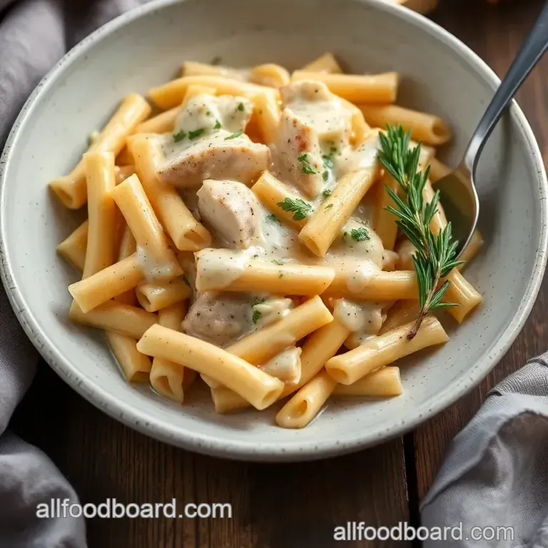 Creamy Penne Crack Chicken Delight presentation