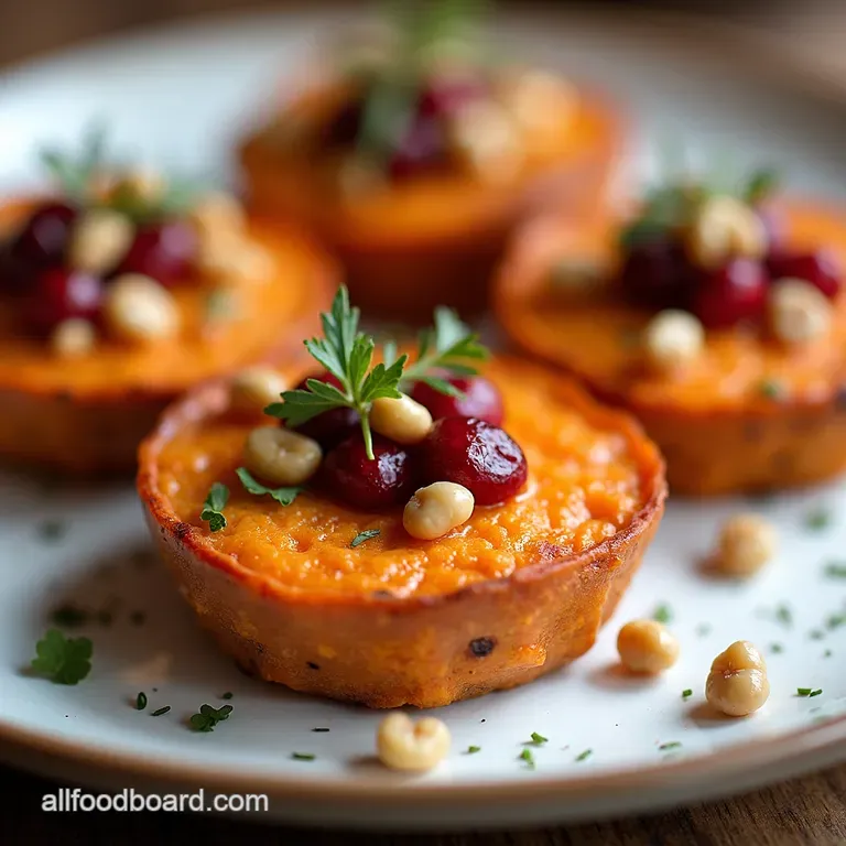 JewelTopped Sweet Potato Rounds with Cranberry Walnut Crunch