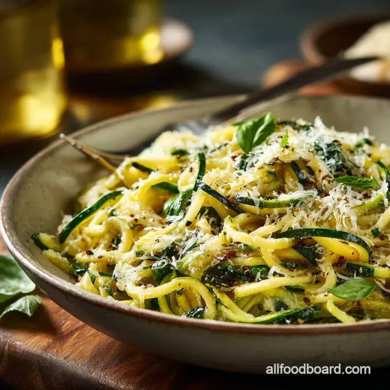 The Speedy Suppertime Favourite Garlic Parmesan Zucchini Noodle Pasta presentation