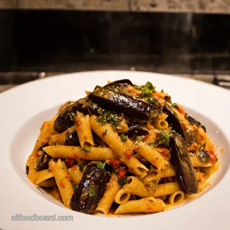 Kickin Aubergine Pasta Spicy Eggplant alla Norma presentation