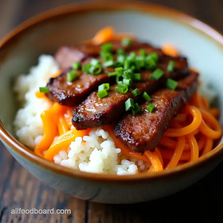Korean BBQ Steak Rice Bowls with Gochujang Cream