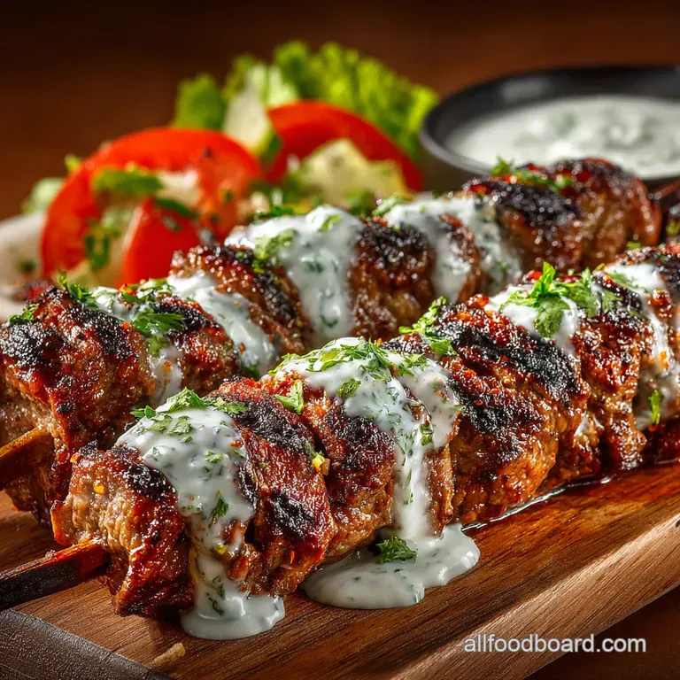 Lamb Souvlaki with Zingy YogurtGarlic Sauce