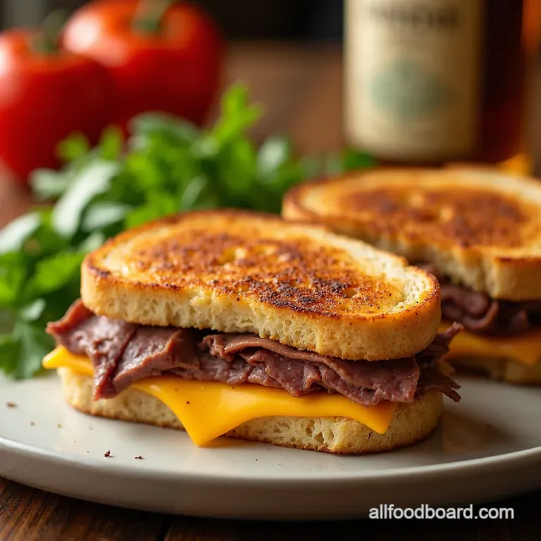 Lean Mean Roast Beef Cheddar Melt a Guiltfree Gourmet Grab presentation