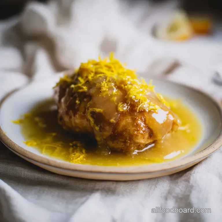 Glazed chicken breasts resting on steamed broccoli and wild rice, drizzled with a shimmering golden sauce.