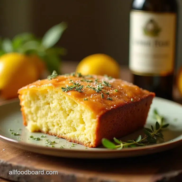 The Mediterranean Sunbeam UltraMoist Lemon Thyme Olive Oil Cake presentation