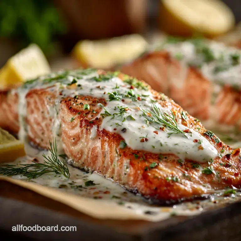 The Crème de la Crème LemonDill Sour Cream Baked Salmon