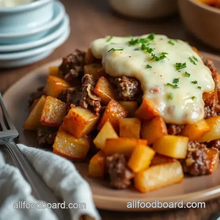 Baked Beef Loaded Potato Casserole Delight presentation