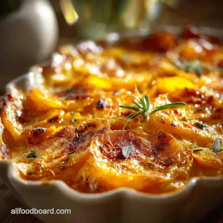Easy Make Ahead Thanksgiving Recipes: Butternut Brilliance Gratin presentation