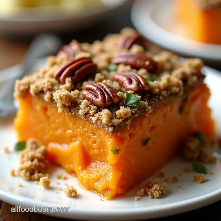 MakeAhead Sage Brown Butter Sweet Potato Gratin with Pecan Crumble