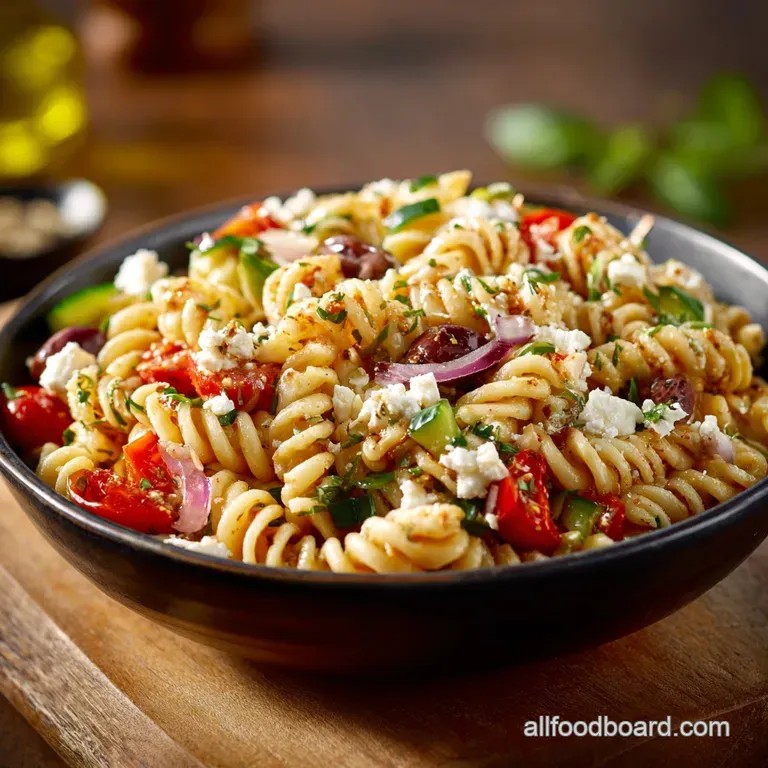 Pasta Salad with Feta: the Best Easy Mediterranean Summer Recipe presentation