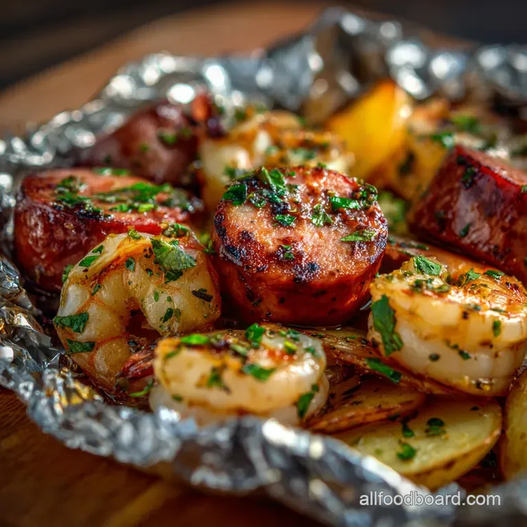 Foil Pack Meals: Sun-Drenched Sausage Prawn and Potato Packets