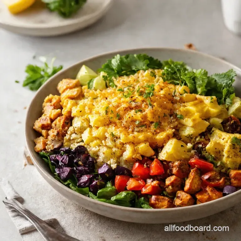 Mediterranean Sunshine Bowl Roasted Veggies Chickpeas presentation