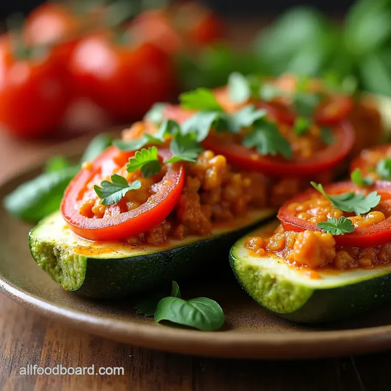 Mediterranean Sunshine Stuffed Zucchini Boats presentation