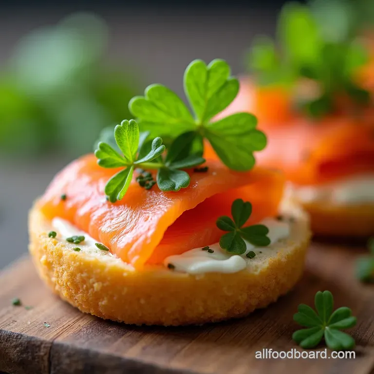 Easy Smoked Salmon Bites Perfect St Patricks Day Appetizers Shamrock Bites Warm Mini Soda Bread Canapés with Smoked Salmon Roulade