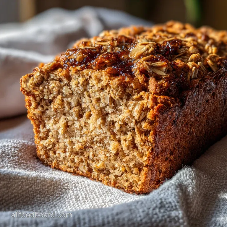 Slices of moist bread arranged artfully on a wooden board, with visible applesauce flecks, offering a comforting, homemade...