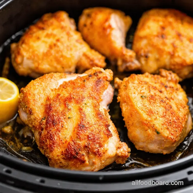 Ninja Air Fryer Crispy Lemon Herb Chicken Thighs presentation